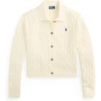 Ralph Lauren para mulher. 211B30509001 Cardigan de algodão em ponto de tranças branco sujo (S), Casual