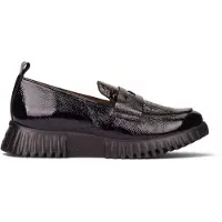 Wonders para mulher. A-4420 Mocassins de Couro Mix preto (40), Plano, 1 a 3cm, Nenhum, Casual, Clássico, Charão