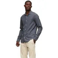 Superdry para homem. M4010710A Camisa de vestir de manga longa azul-marinho (XXL), Algodão, Clássico, Manga comprida