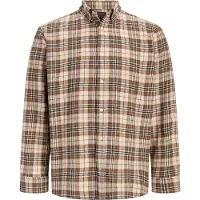Jack & Jones Camisa 'JJEField' bege / chocolate / preto / branco