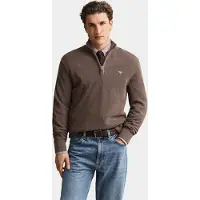 Gant para homem. 8030292 Camisola de algodão com meio fecho e textura castanha (XXL), Marrom, Casual