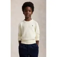 Ralph Lauren para menino. 322970429502 Jersey unissex de algodão com gola redonda branco creme (5años= 117/123cm), Casual, Manga compri