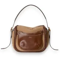 Ralph Lauren para mulher. 428P11041002 Minibolsa satchel Polo ID de camurça e pele bege (OSFA), Casual