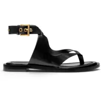 Michael Kors para mulher. 40T6IRFS1L Sandália Irene de couro com tiras cruzadas preto (41), Plano, Fivela, Casual