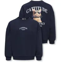 ONLY GIRLS Sweatshirt 'KOGBila' navy / conhaque / castanho escuro / branco