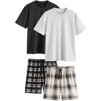 Next Pijama curto ecru / cinzento claro / cinzento escuro / preto