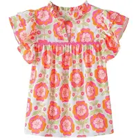 IZIA Blusa verde claro / pó / rosa escuro / branco