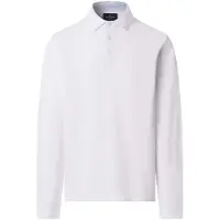 Hackett London para homem. HM5500041 polo piqué manga longa fit clássico branco (L), Casual, Algodão, Manga comprida