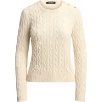 Ralph Lauren para mulher. 200P14039003 Suéter em ponto de tranças com botões beige (M), Bege, Casual, Algodão