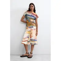 Desigual Saia azul / amarelo / laranja claro / branco