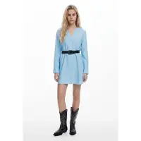 Desigual , Vestido chemise com cinto, Azul, M