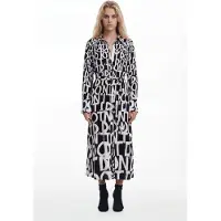 Desigual , Vestido midi com lettering, Viscose, Preto, L