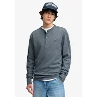 Superdry para homem. M6010974A Camiseta Slub Waffle azul (L), Casual, Manga comprida, Tecido