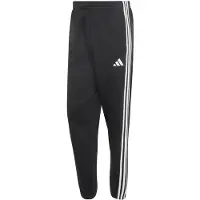 Adidas Calças de desporto 'Essentials 3-Stripes Fleece Tapered Cuffed' preto / branco