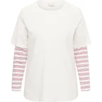 KAFFE CURVE Camisa ' KClorinda T-Shirt ' rosa claro / branco casca de ovo