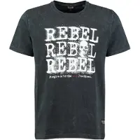 Key Largo Camisa ' REBEL ' preto / branco