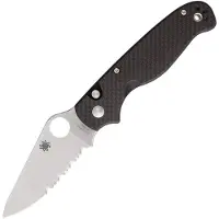 Spyderco Navalha ButtonUp Carbon Fiber, faca serrilhada