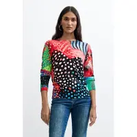 Desigual Pullover azul claro / verde relva / salmão / preto