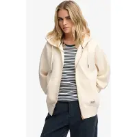 Superdry para mulher. W2012743A Moletom com capuz e zíper Luxe branco quebrado (L), Casual, Poliéster