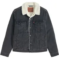 Levi's Casaco meia-estação 'x Justin Timberlake Type 3 Sherpa Trucker' preto denim / branco natural