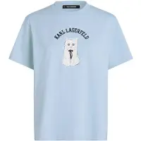 Karl Lagerfeld Camisa 'Choupette-Skizze' azul claro / preto / branco