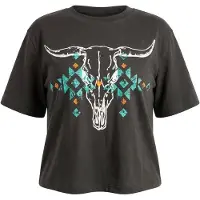 Usha Camisa azul / cinzento / laranja / branco