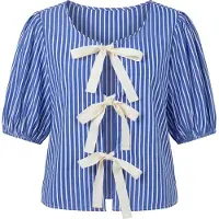 Usha Blusa azul / branco