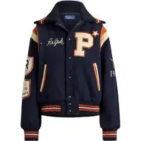 Ralph Lauren para mulher. 211B16685001 Jaqueta universitária de mistura de lã marinho (S), Casual