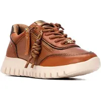 Carmela para mulher. 16424402-CAMEL Tênis de Couro 164244 marrom claro (35), 3 a 5cm, Cordão, Zíper, Casual
