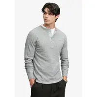 Superdry para homem. M6010974A Camiseta Slub Waffle cinza (M), Casual, Algodão, Manga comprida