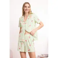 Trendyol Pijama creme / verde claro / cor-de-rosa