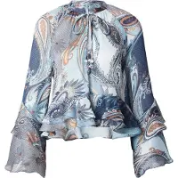 GUESS Blusa azul fumado / castanho / castanho claro / petróleo