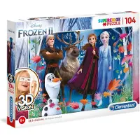 Clementoni SuperColor Frozen II 3D Vision Puzzle Para meninas 6+ anos 104 peças