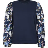 Anna field Blusa azul escuro / amarelo / oliveira / branco