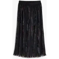 Desigual , Saia Plissada Midi Floral, Mulher, PoliÉSter, Preto, XS