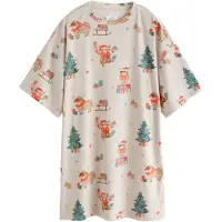 Next Camisola de pijama ecru / bege escuro / abe / vermelho cereja