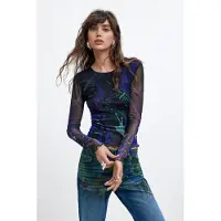 Desigual Camisa turquesa / azul-violeta / preto
