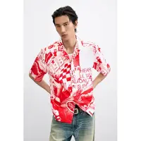 Desigual , Camisa estampada racing, Homem, AlgodÃO, Vermelho, XS