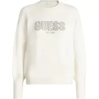 GUESS para mulher. W6YR30Z0978 Camisola Madeline Logo Manga Comprida branco creme (XS), Casual, Viscoso