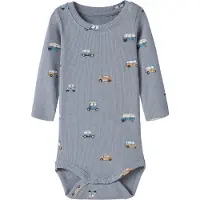 Name it Macacão/Body 'NBMOTTOMAN' camelo / azul pombo / branco