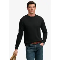 Superdry para homem. M6010973A Camiseta de manga longa Slub Waffle preta (S), Preto, Casual, Algodão
