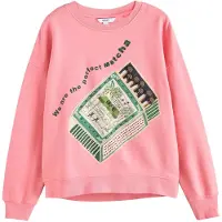 Next Sweatshirt 'Beaded Matcha' creme / castanho escuro / verde / rosa claro
