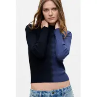 Desigual , suéter canelado bicolor, Mulher, Azul, XS