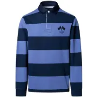 Hackett London para homem. HM5700027 Polo de râguebi Lrc Bk Patch azul (M), Casual, Algodão, Manga comprida