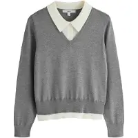 Next Pullover cinzento escuro / branco lã