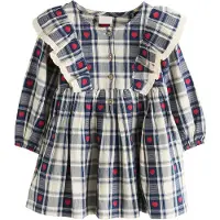 Next Vestido creme / navy / vermelho
