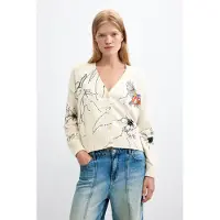 Desigual Casaco de malha azure / preto / branco