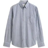 Gant para homem. 3262014 Camisa Oxford clássica às riscas azul (XXL), Casual, Manga comprida, Algodão Reciclado