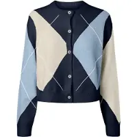 Pieces Casaco de malha 'PCSALLY' bege / navy / azul claro / branco