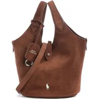 Ralph Lauren para mulher. 428P23820004 Mala tipo tote com alça transversal Polo Play em camurça castanha (OSFA), Marrom, Casual, Pele